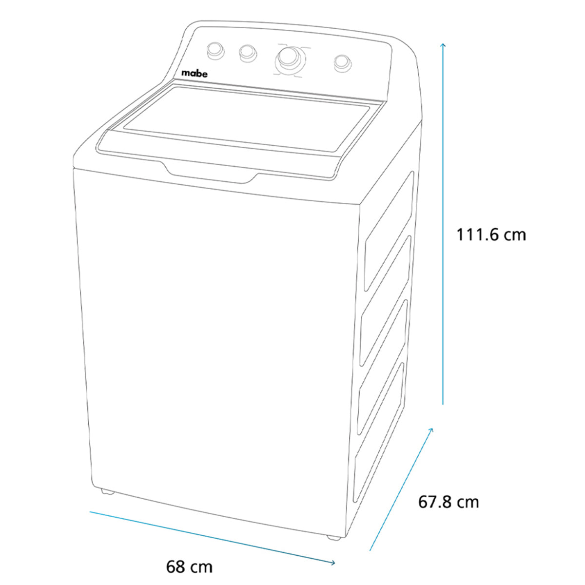 Lavadora Automática Mabe Modelo LMA74215WDAB1 - vista isométrica