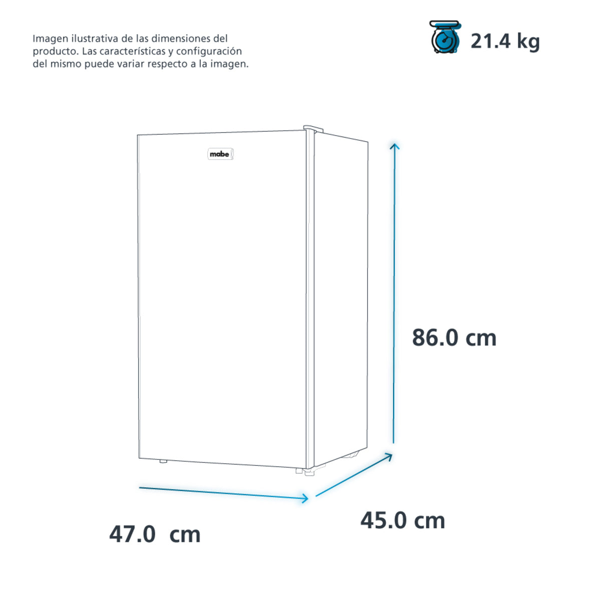 Refrigerador Mabe Modelo RMF0411YMXB1 - vista isométrica