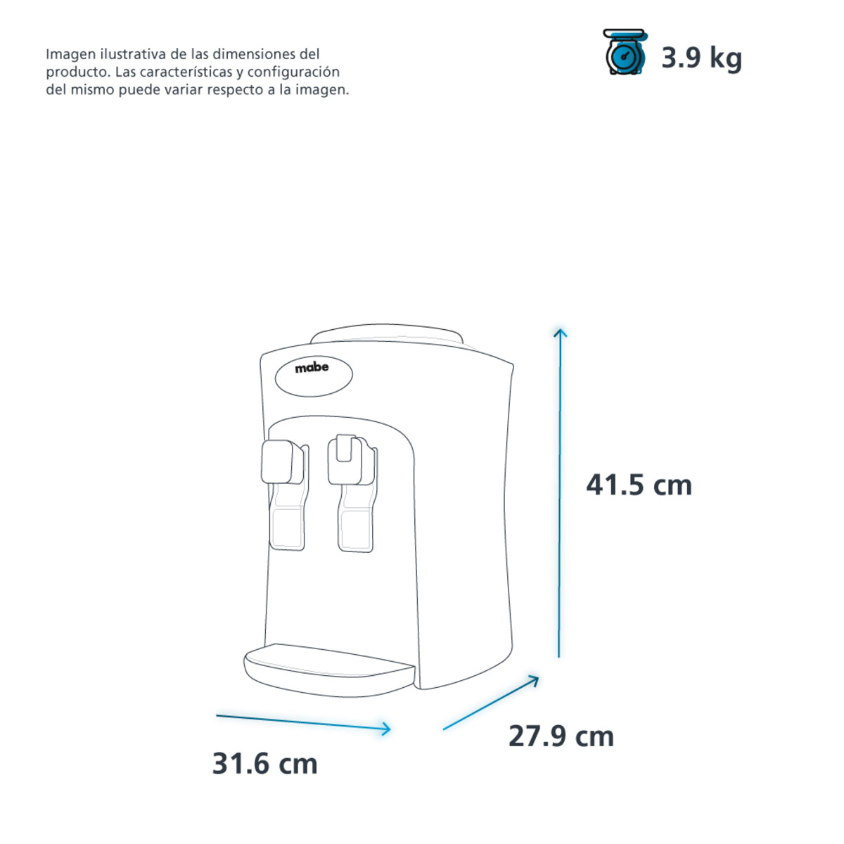 Enfriador de Bebidas Mabe Modelo Emm2pb - vista isométrica