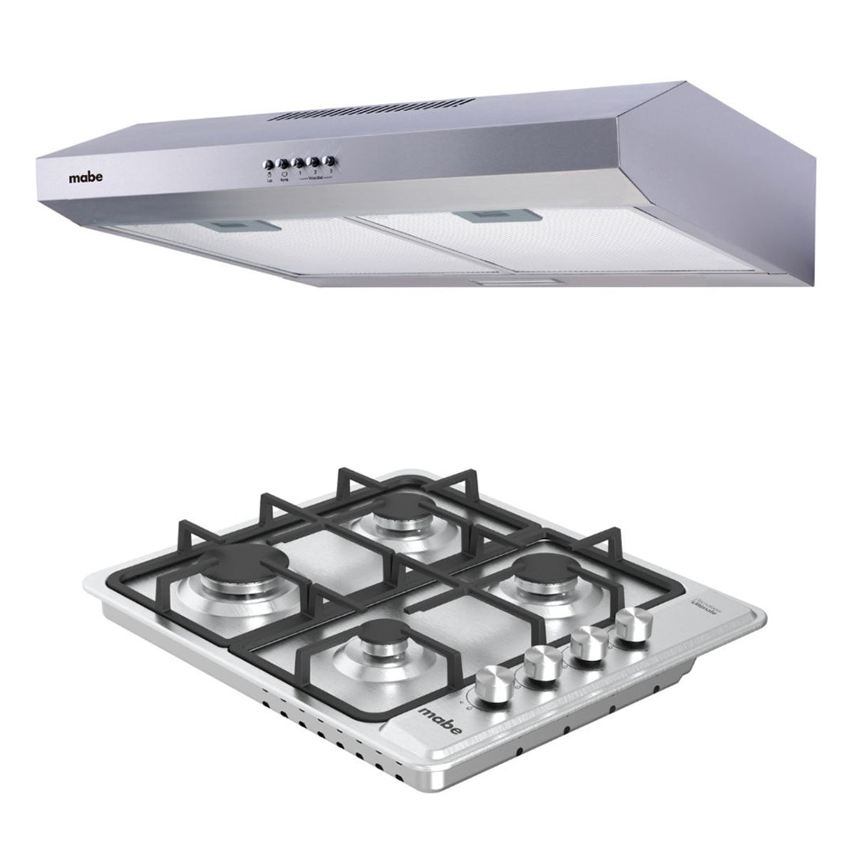 Combo Parrilla y Campana Mabe Modelo PM6040CM6040 - combo completo, vista isométrica oficial