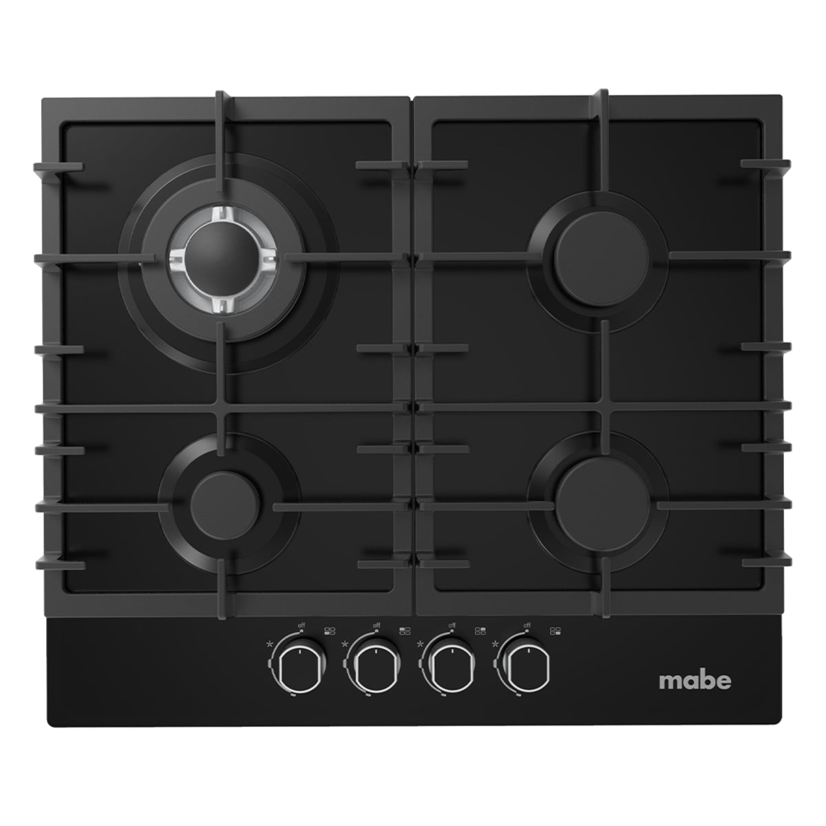 Parrilla Mabe CMG6018V1 - vista superior completa de los cuatro quemadores