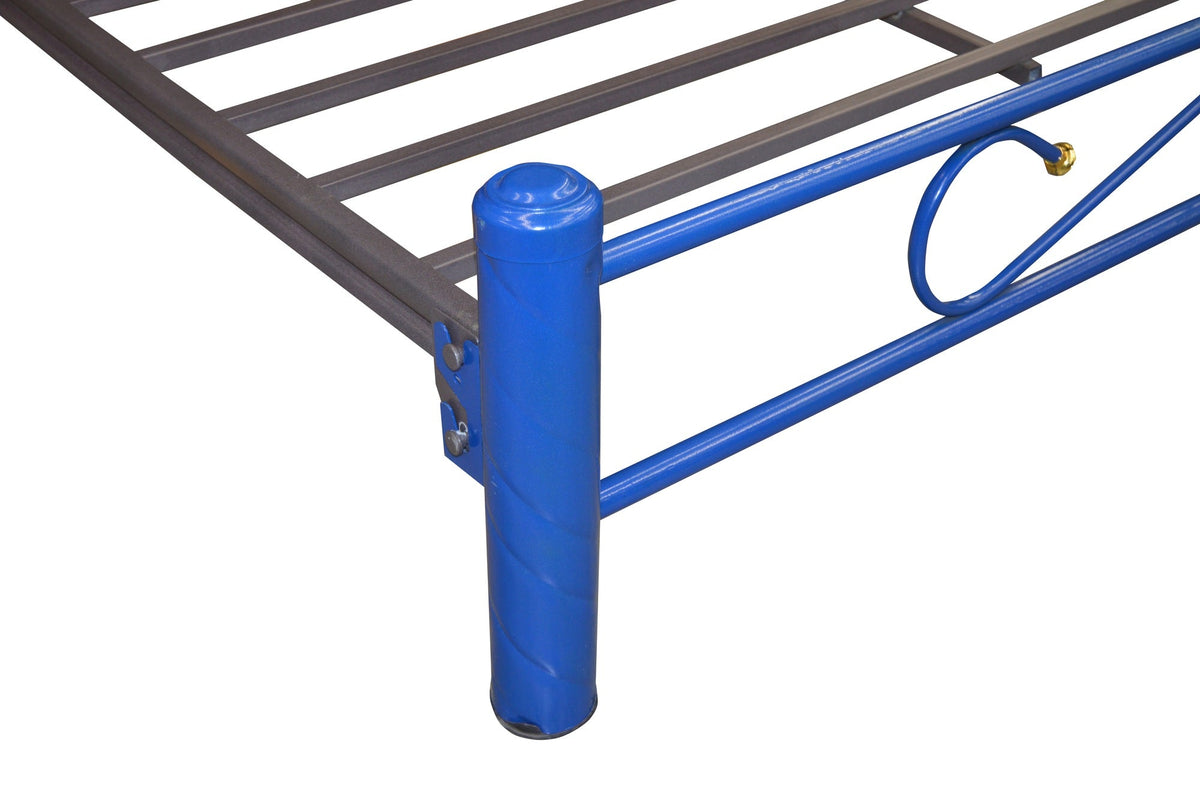 Cama Modelo Esmaltada Matrimonial Azul - detalle de estructura