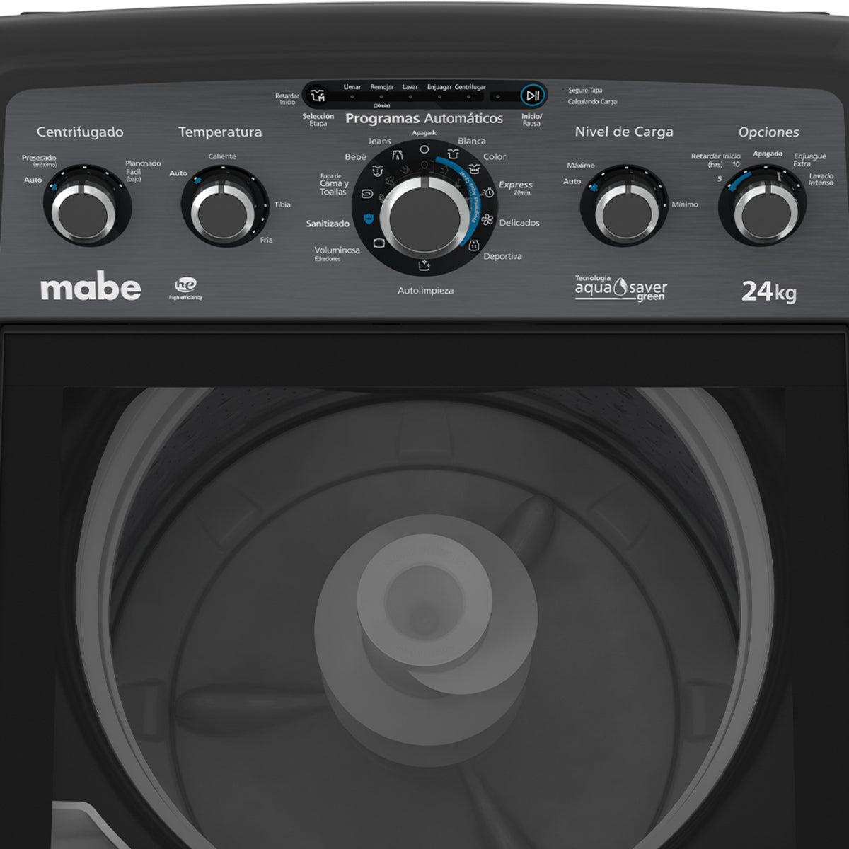 Lavadora Automática Mabe Modelo LMA74215WDAB1 - detalle del panel