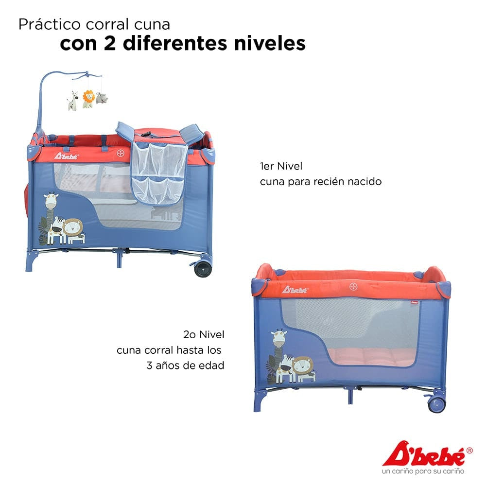 Corral Cuna D'Bebé Modelo Dreams - configuraciones de dos niveles