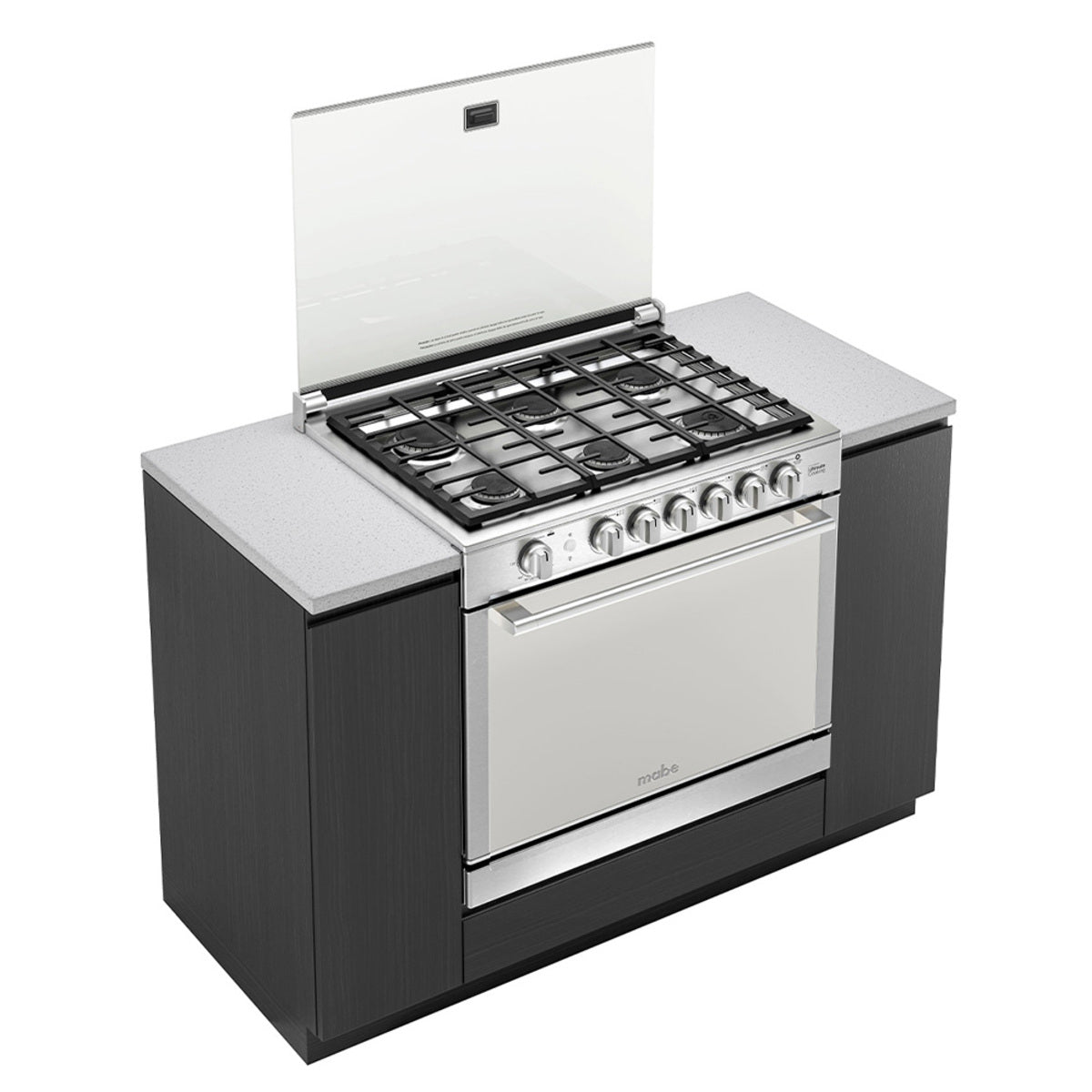 Estufa de Empotrar Mabe Modelo Xoc80790ct2 - vista lateral con capelo abierto