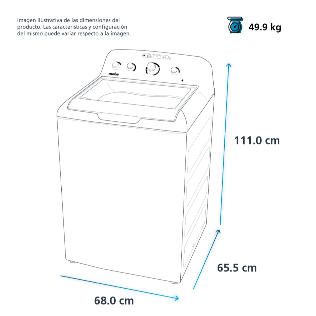Lavadora Automática Mabe Modelo Lma76112cbab0 - vista oficial del producto