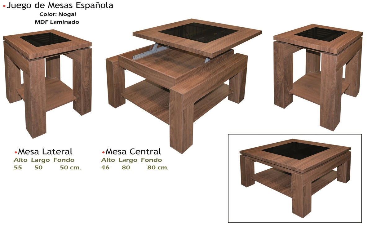 Juego de Mesa de Centro y Laterales Modelo Española - vista adicional del producto sobre fondo blanco
