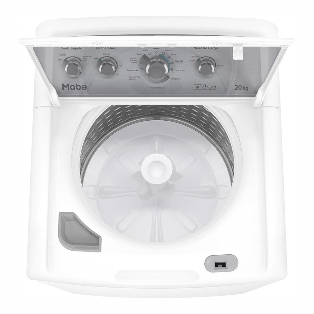 Lavadora Automática Mabe Modelo Lma70214vbab0 - tina y tapa abiertas