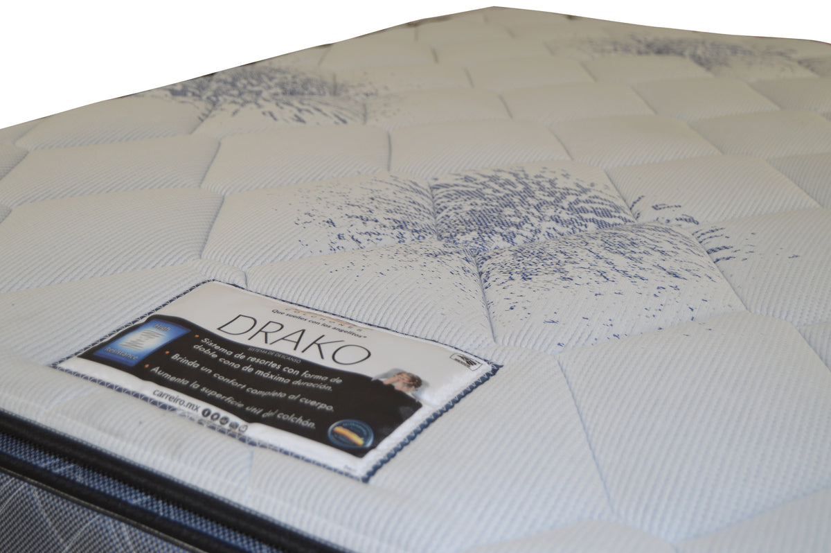 Colchon Carreiro Drako - detalle de tejido y etiqueta - LM00621DRAMAT