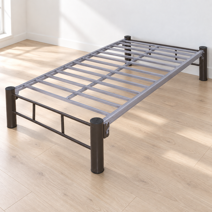 Base para Cama Modelo Metalica Individual ambientada, sin colchon