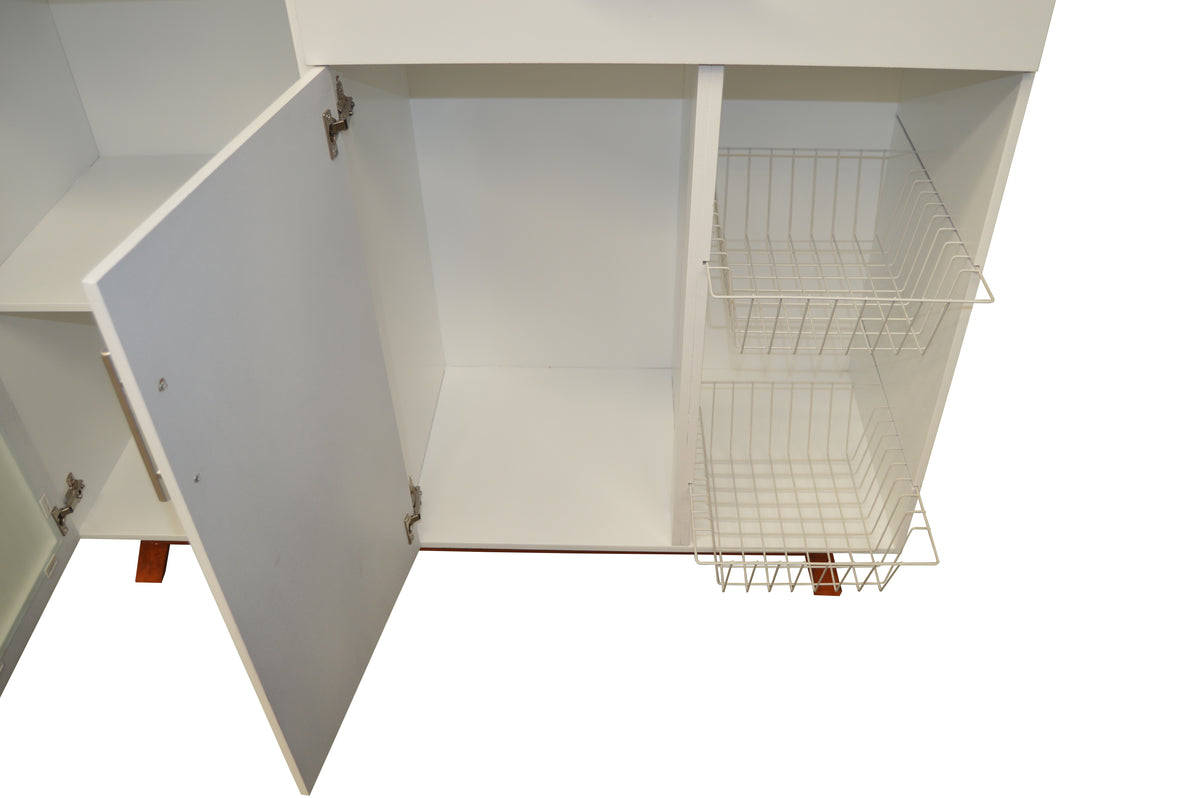Mueble Yoly, gabinete inferior abierto y dos canastillas metalicas