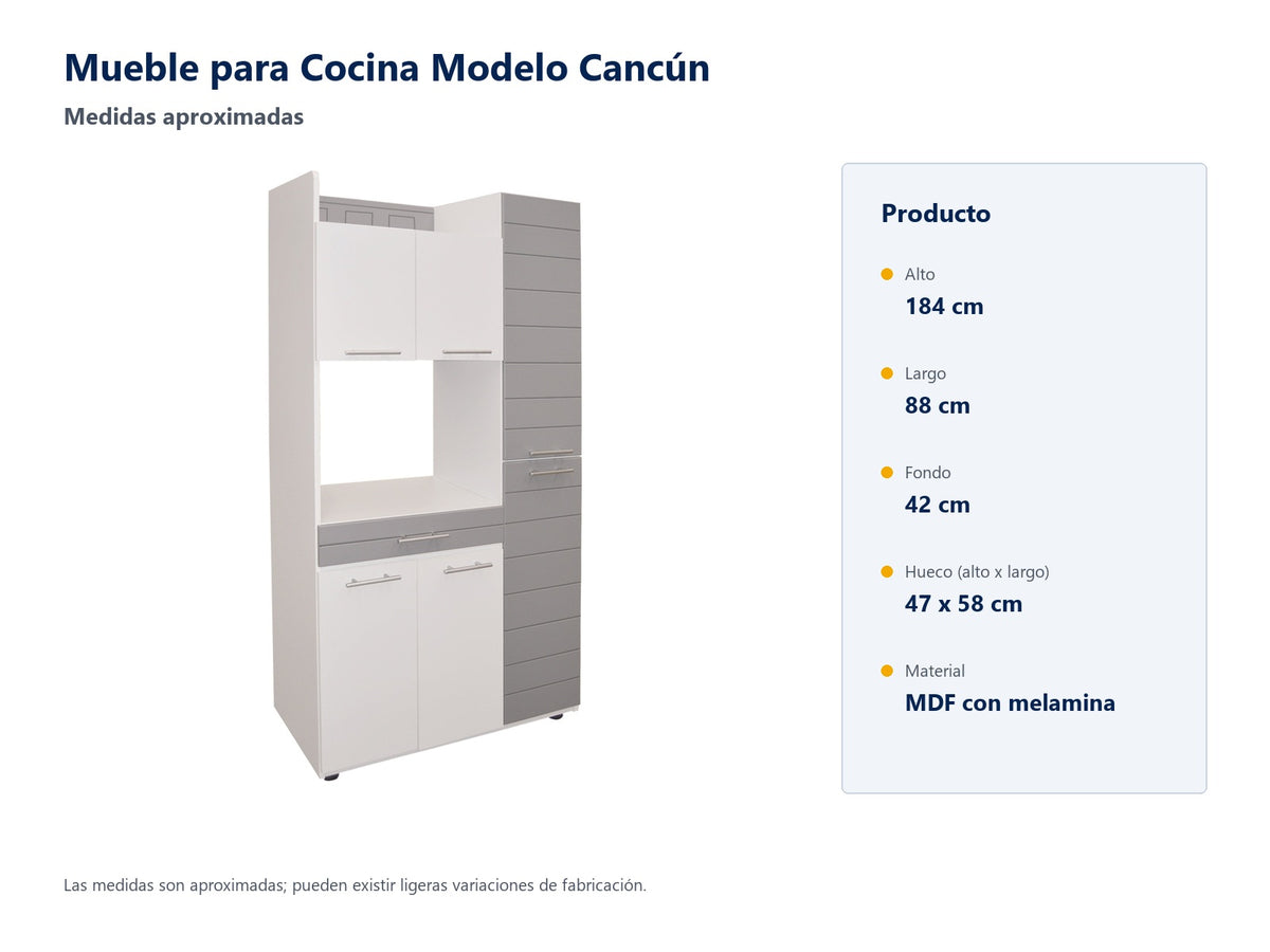 Medidas aproximadas y materiales del producto; pueden existir ligeras variaciones de fabricación.