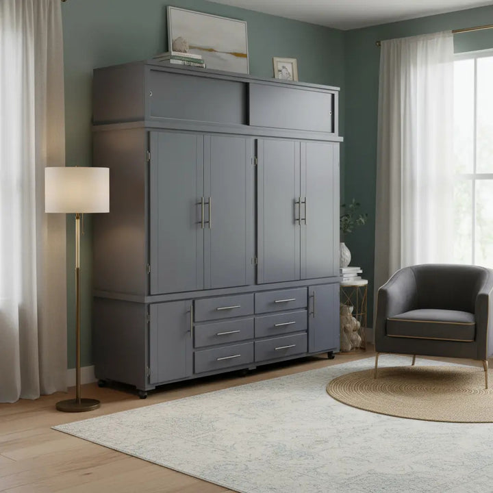 Ropero Modelo Italiano Gris - ambientación original de Mercado Libre