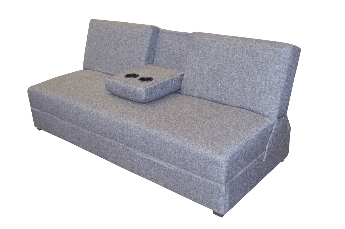 Sofá cama Ensueño Gris con portavasos abiertos