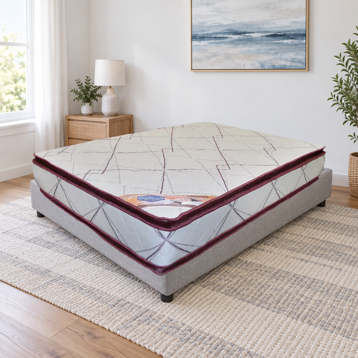 Colchon San Gal Amberes ambientado; solo colchon, base y accesorios no incluidos