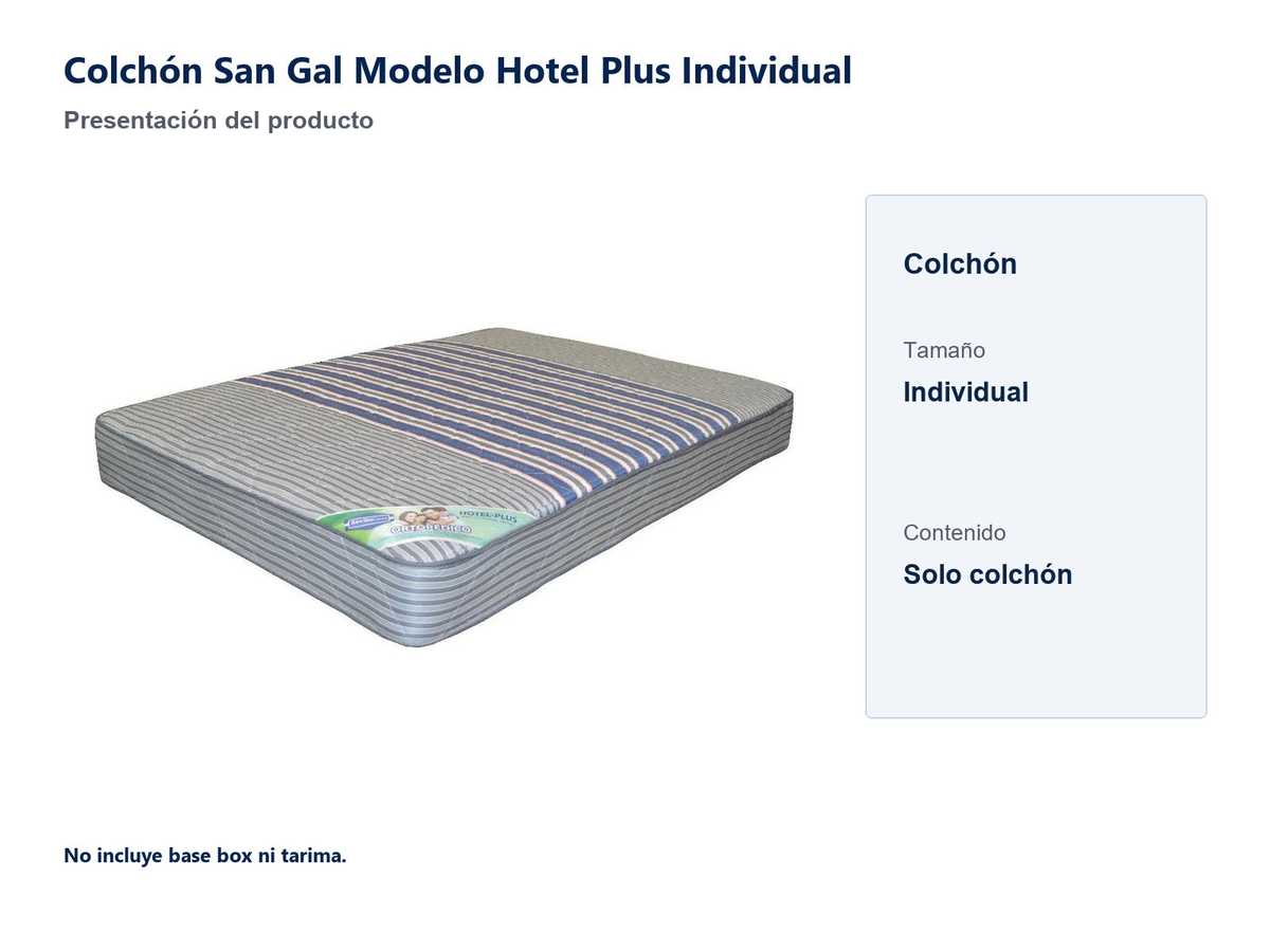 Presentacion del colchon. No incluye base box ni tarima.