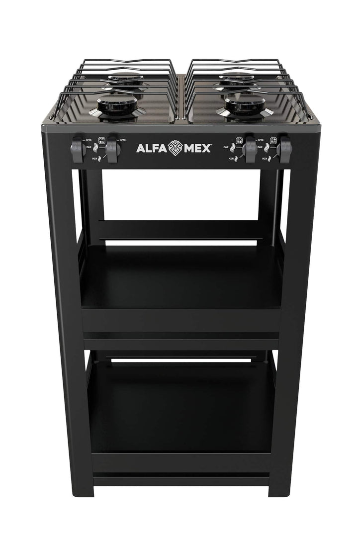 Parrilla Alfamex 411S negra, vista frontal oficial del fabricante