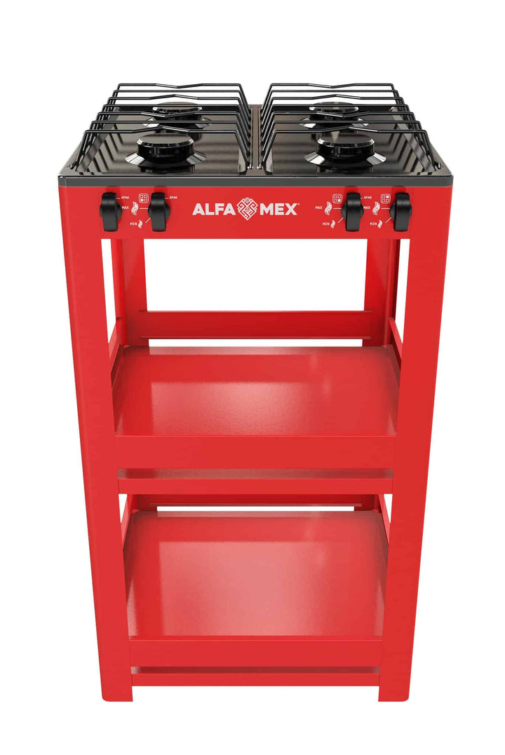 Parrilla Alfamex 411S roja, vista frontal oficial del fabricante