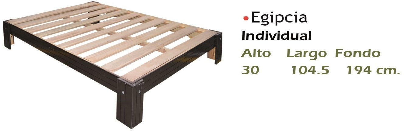 Base para Cama Modelo Egipcia Individual Chocolate - medidas aproximadas