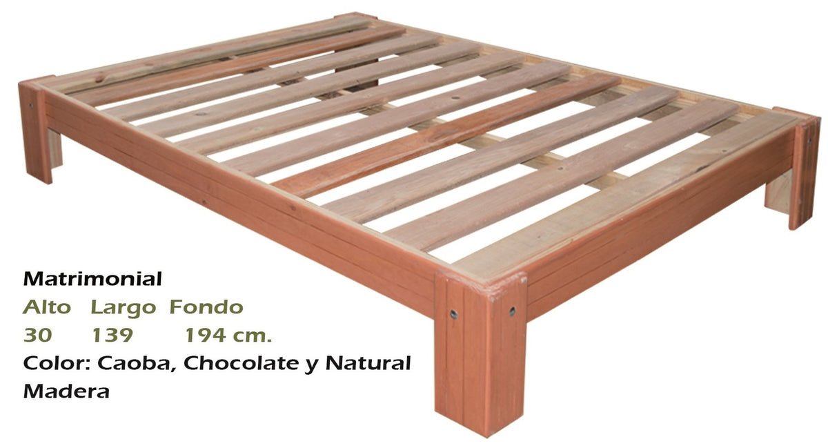 Base para Cama Modelo Egipcia Matrimonial Caoba - vista adicional del producto sobre fondo blanco