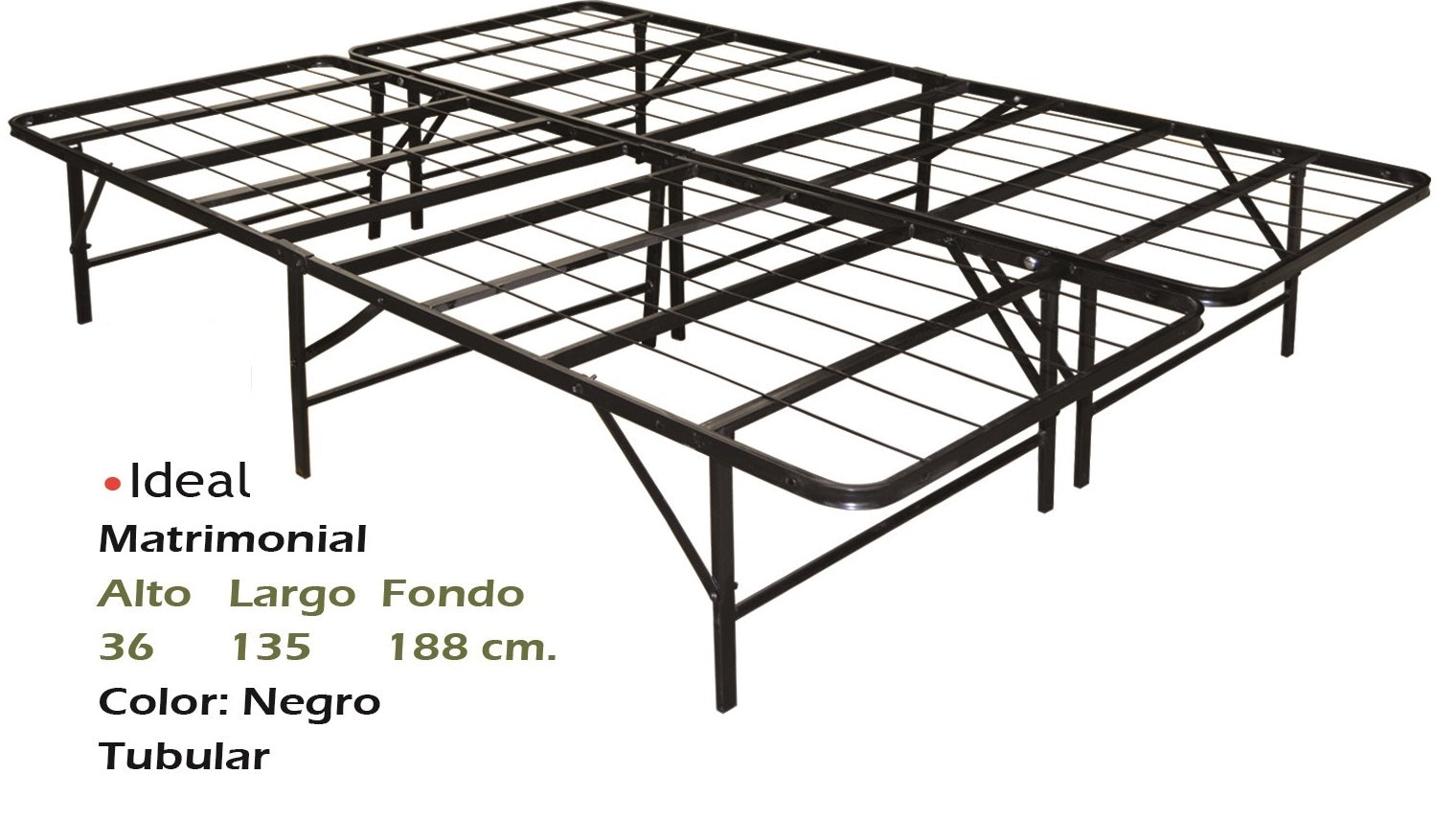 Base para Cama Plegable Modelo Ideal Matrimonial - medidas aproximadas