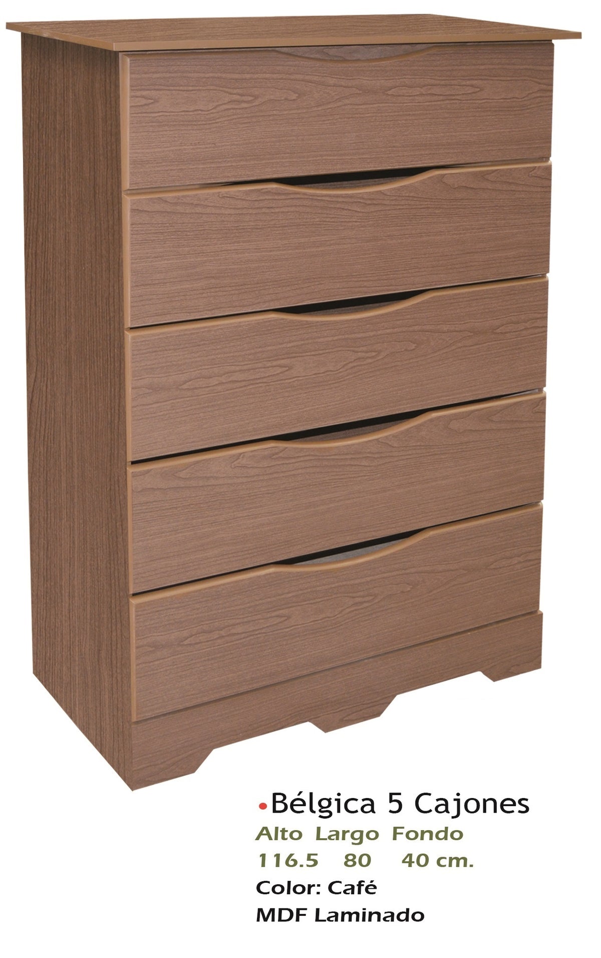 Cajonera Modelo Belgica 5 Cajones - vista adicional del producto sobre fondo blanco