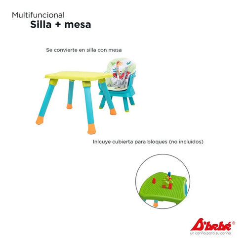 Silla Alta D'bebe Modelo Grow Azul con Verde