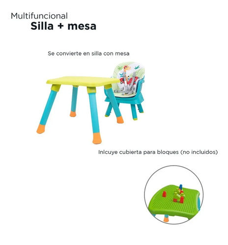 Silla Alta D'bebe Modelo Grow Azul con Verde