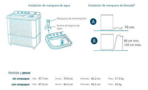 Lavadora Dos Tinas Mabe Modelo Lmdx6124hbab0