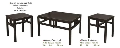 Juego de Mesa de Centro y Laterales Modelo Tula