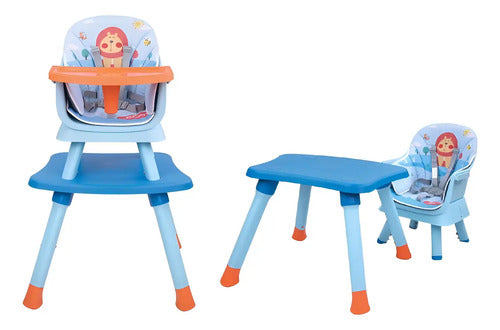 Silla Alta D'bebe Modelo Grow Azul con Naranja