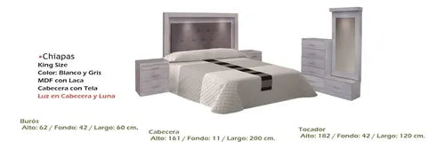 Recámara Modelo Chiapas King Size Gris