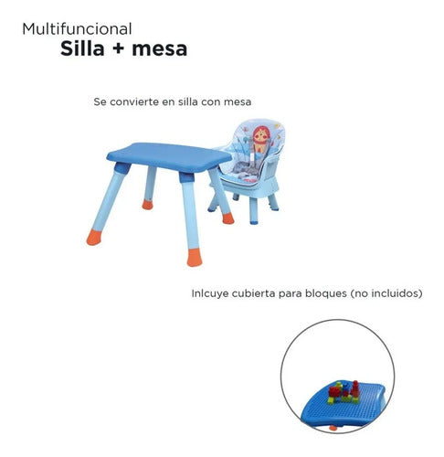Silla Alta D'bebe Modelo Grow Azul con Naranja