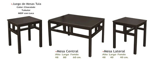Juego de Mesa de Centro y Laterales Modelo Tula