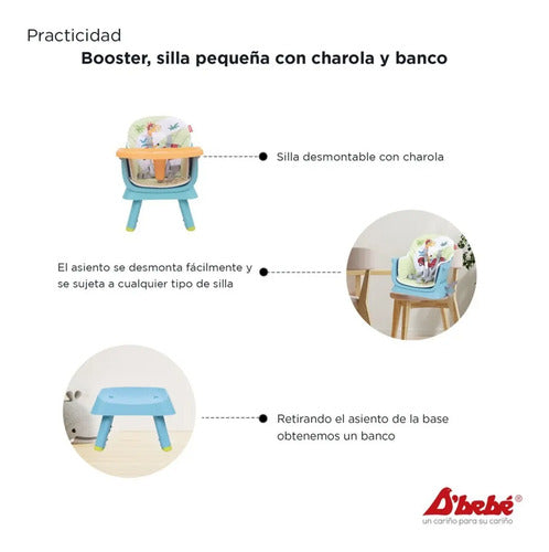 Silla Alta D'bebe Modelo Grow Azul con Verde
