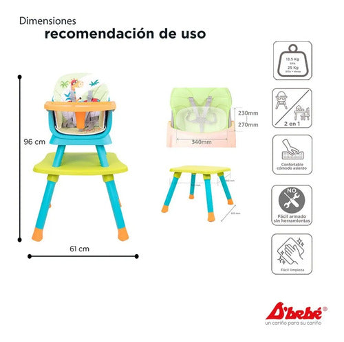 Silla Alta D'bebe Modelo Grow Azul con Verde