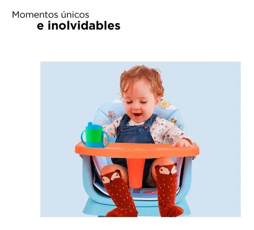 Silla Alta D'bebe Modelo Grow Azul con Naranja