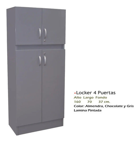 Locker Modelo 4 Puertas Gris