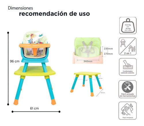 Silla Alta D'bebe Modelo Grow Azul con Verde