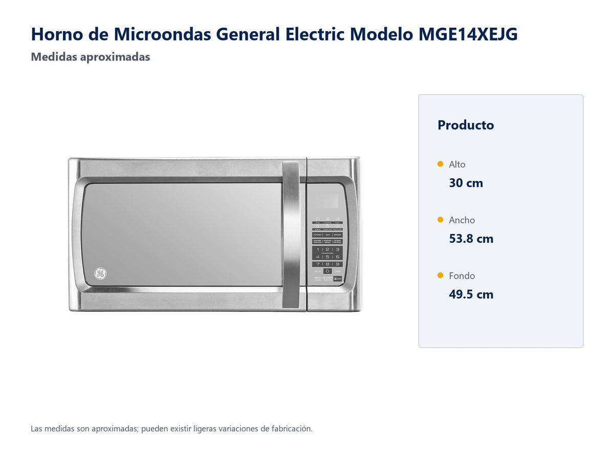 Horno de Microondas General Electric Modelo MGE14XEJG - medidas aproximadas