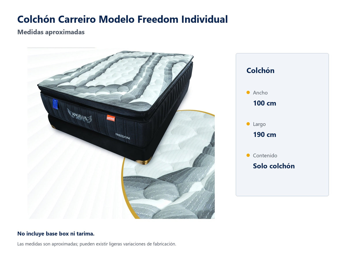 Colchón Carreiro Modelo Freedom Individual - medidas aproximadas