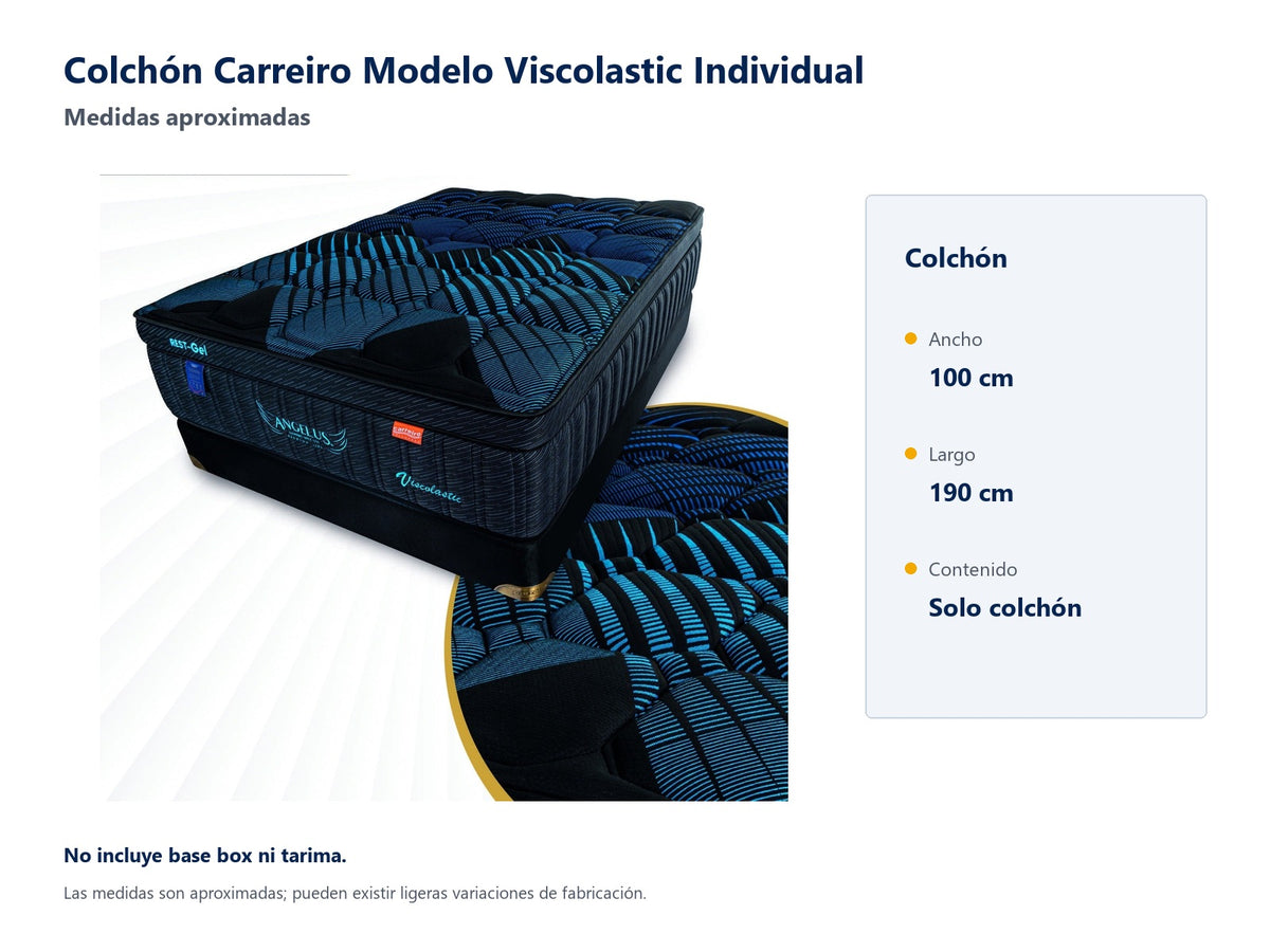 Colchón Carreiro Modelo Viscolastic Individual - medidas aproximadas