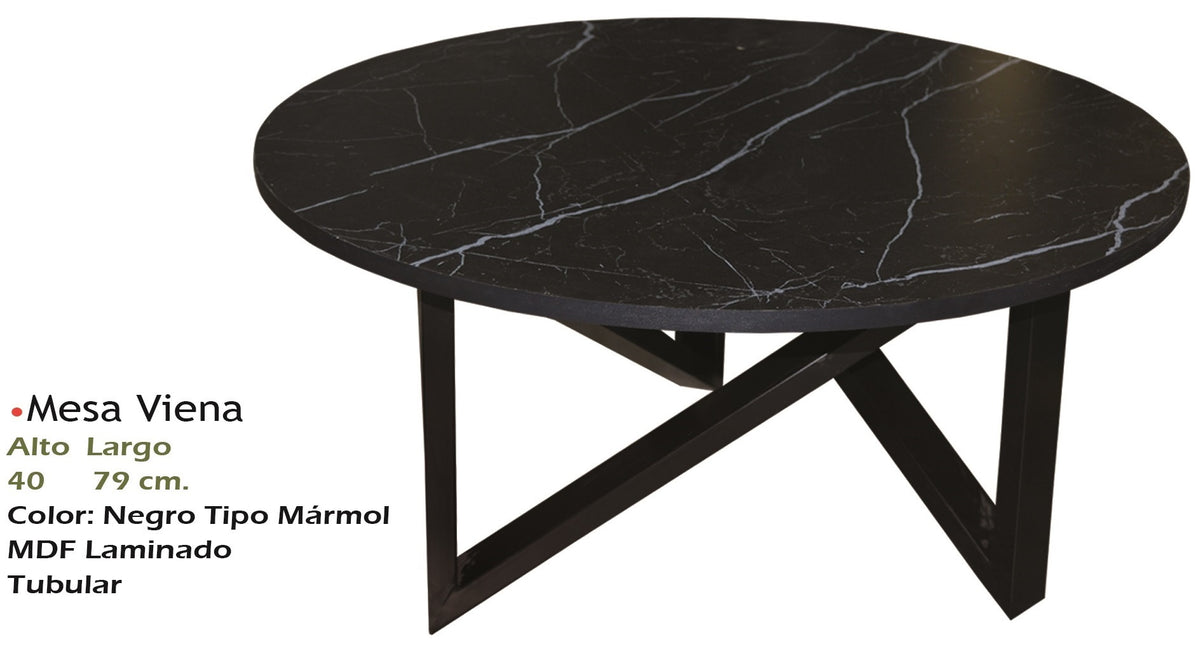Mesa de Centro Modelo Viena Marmol Negro - vista adicional del producto sobre fondo blanco