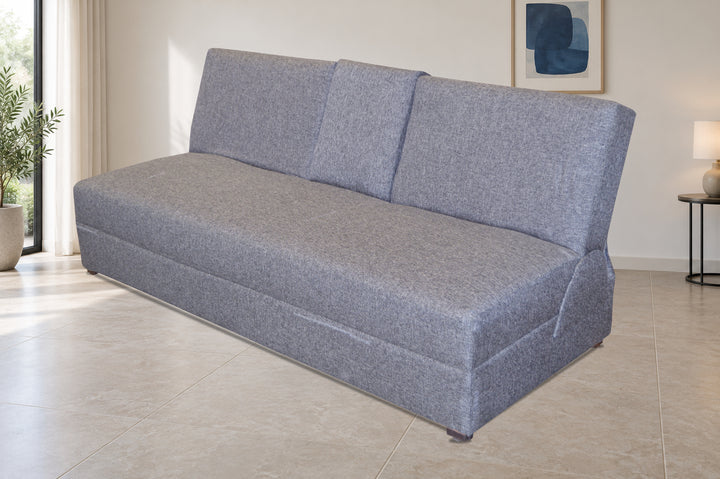 Sofa cama Modelo Ensueno Gris - ambientacion ilustrativa con fotografia original; lampara, mesa y decoracion no incluidas
