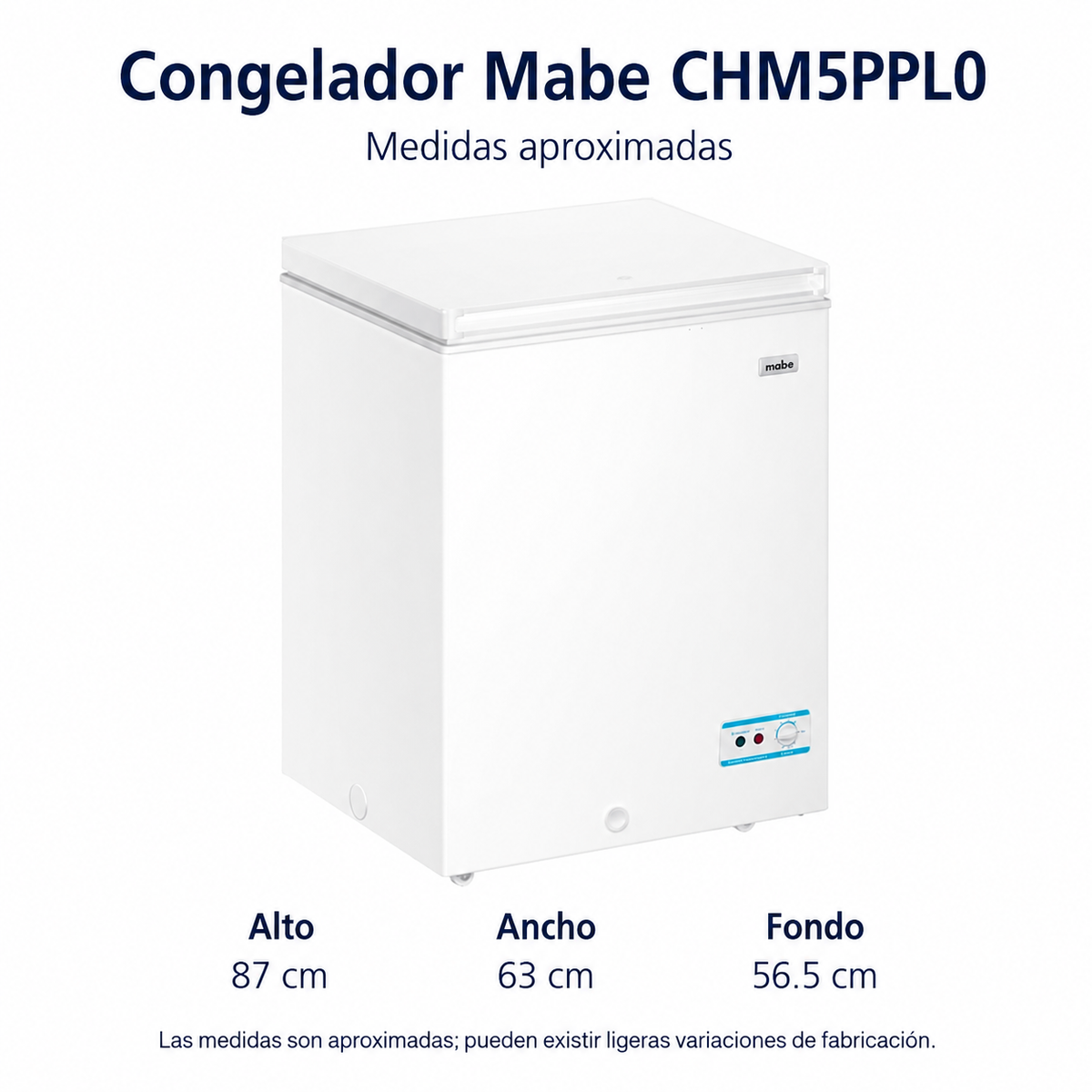 Congelador Mabe Modelo CHM5PPL0 - medidas aproximadas