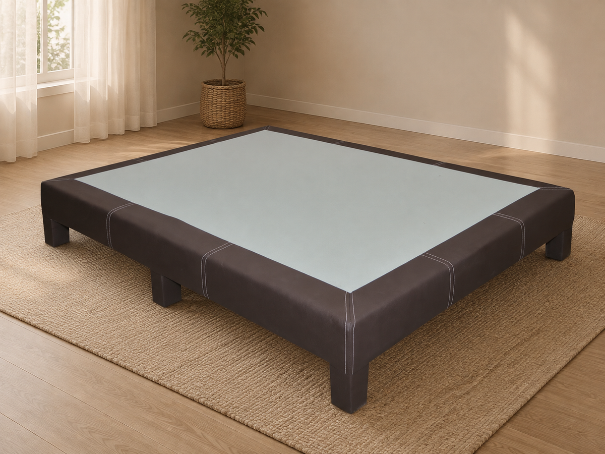 Base para Cama Modelo Roca King Size Tela - base chocolate ambientada